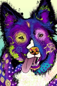 A bright and (very) purple piece of pop art for someone who lost her dog, and (as you might guess) loves the color purple